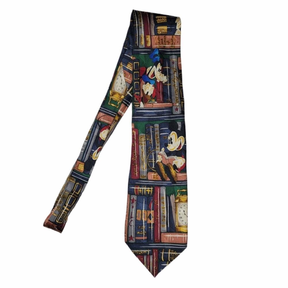 Disney Mickey & Co. Men's Necktie Goofy Library Books All Silk Tie Mickey Mouse